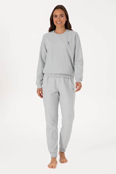 U.S. Polo Assn. Kadın Gri Melanj Pijama Takımı 50318820-VR086