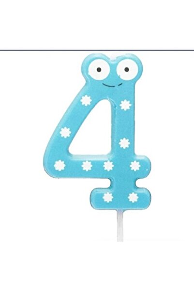 Domi Party & Gifts Lumânare tort, model ochi, numărul 4, albastru deschis