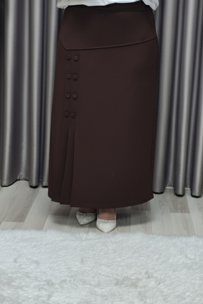 Elmas Tesettür Γυναικεία Ρούχα Μεγάλου Μεγέθους Φούστα με κουμπιά Suna