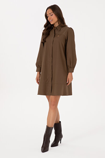 U.S. Polo Assn. Kadın Haki Dokuma Elbise 50316608-VR027