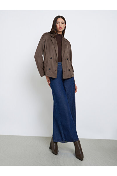 Take Two By Styli Brown Suede Look Button Front Jacket