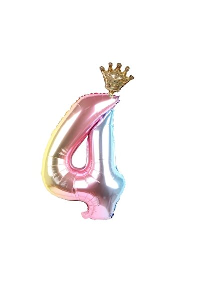 OEM Balon numărul 4, multicolor cu coroană, 80 cm