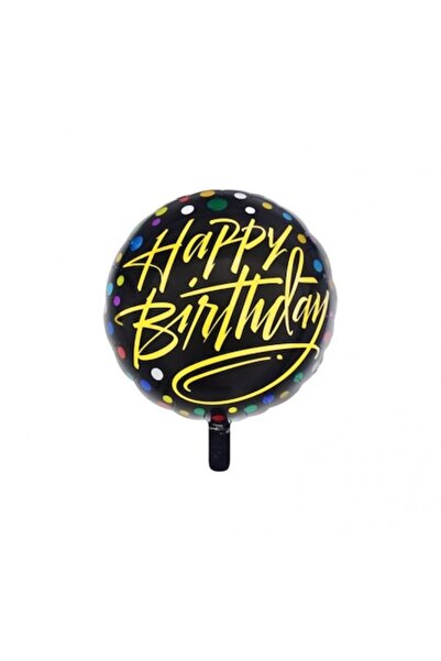 Domi Party & Gifts Balon rotund din folie, auriu și negru, „La mulți ani”, 45 cm