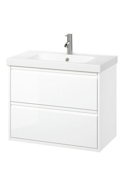 hobiurun Lavabo dolabı kombinasyonu, parlak cila beyaz, 82x49x69 cm, DALSKAR batarya