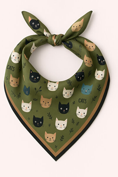 Home Kedili Yeşil Fular - Bandana