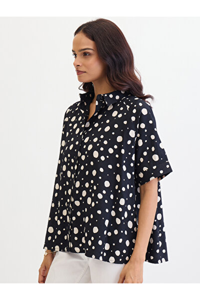 Femmella By Styli Black Spot Print Oversized Shirt