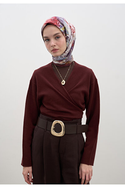 Fresh وشاح نيريسا ديسن من القطن والفسكوز باللون العنابي