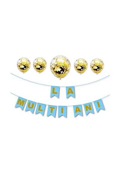 Domi Party & Gifts Set de 5 baloane confetti WOW SHOP cu banner „La mulți ani...