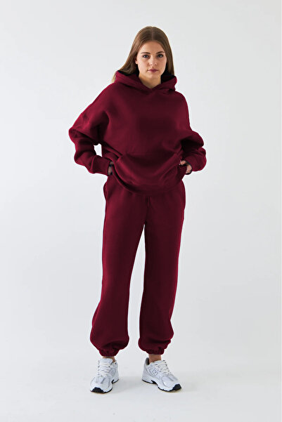 BARLİZ KADIN 3 İplik Bol Kalıp Premium Model Oversize Basic Jogger Eşofman Ta...