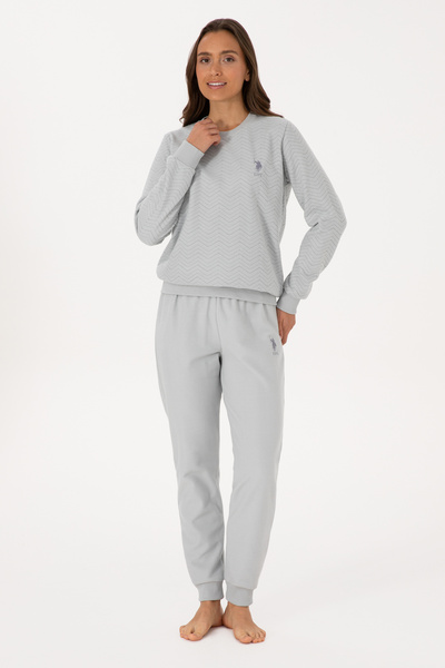U.S. Polo Assn. Kadın Gri Melanj Pijama Takımı 50318820-VR086