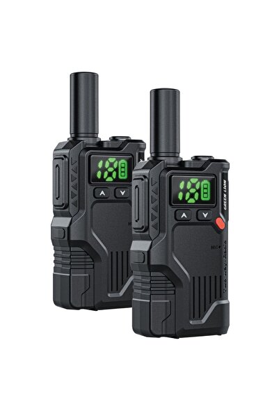 Green Lion GPX600 Walkie Talkie with 16 Channels, VOX, SOS Alert & 4-5 Days Battery – Black