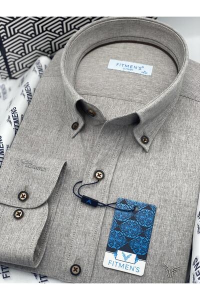 Fitmens Classic Long Sleeve Lapel Buttoned Pocketless Gift Boxed Men's Shirt Fs-004209 - Brown