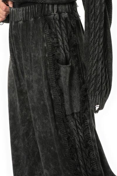 Eliş Şile Bezi Elastic Waist Aylin Autumn and Winter Long Pocket Knitwear Pants Black Syh