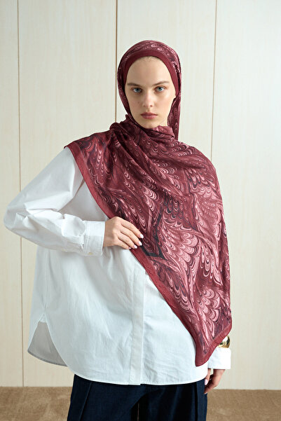 cs camellia scarf Σάλι Ebruel Kraş - Βουργουνδίας