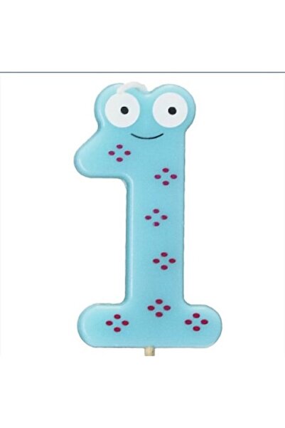 Domi Party & Gifts Lumânare tort albastră cu numărul 1 și design cu ochi