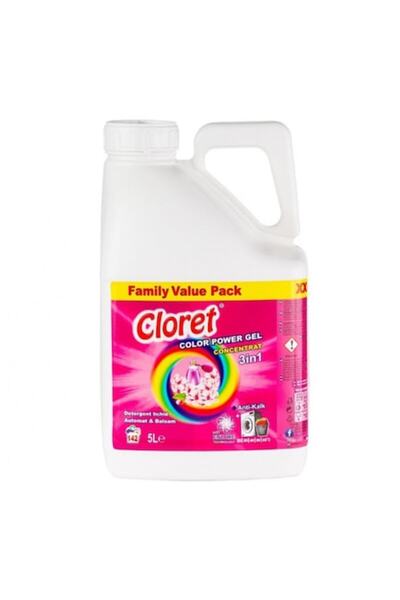 Cloret Detergent lichid de rufe 3 în 1, culoare, 142 spălări, 5L