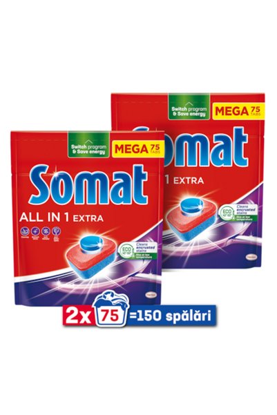 Somat Pachet 2 x Detergent extra pentru mașina de spălat vase all-in-1, 150 d...