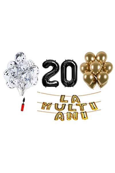 OEM Комплект балони, 33 части, Честита 20-та годишнина, фолийни номера 101 см...