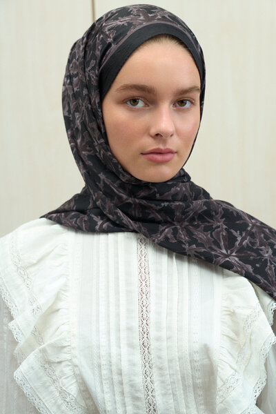 cs camellia scarf Vetra Kash Shawl - Black Mink