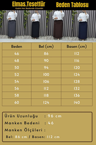 Elmas Tesettür Γυναικεία Ρούχα Μεγάλου Μεγέθους Φούστα με κουμπιά Suna