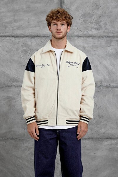 NOMARC Екрю Білий Nmrc Вишивка Деталізований Оксамитовий Оверсайз Жакет