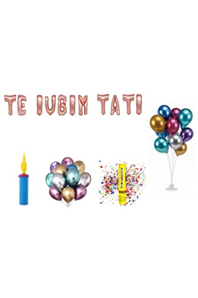 OEM Set baloane „Te iubesc, tată”, decor tort, 72 buc, auriu roz