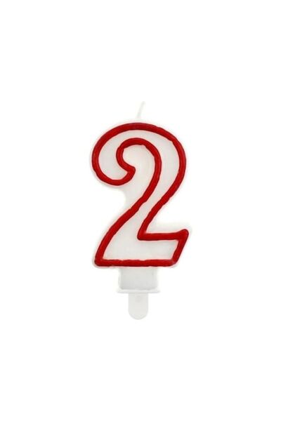 Domi Party & Gifts Lumânare tort, alb/roșu, numărul 2