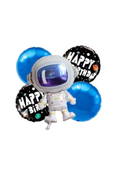 Domi Party & Gifts Set 5 baloane folie La multi ani, Tema Cosmos - Cosmonaut 2