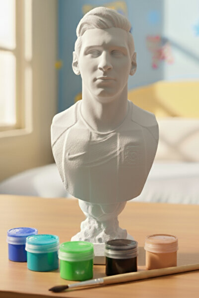 Craft3D Atölye Messi Figür Taş Biblo Büst 15 cm Boyutunda Çocuk Boyama Etkinliği