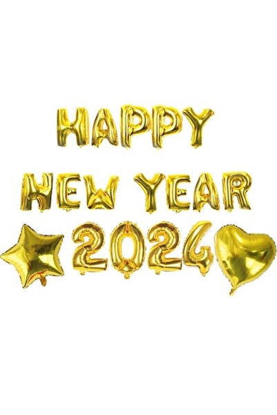 Domi Party & Gifts Set de 18 baloane cu litere, „La mulți ani 2024”, aurii