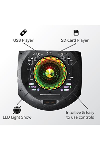 AKAI Boxă DJ duală activă portabilă cu glob luminos