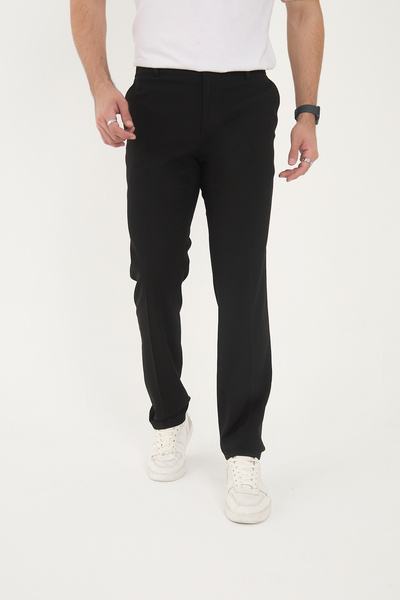 Canrion Premium Eliteflex Black Slimfit Hidden Elastic Men's Fabric Pants
