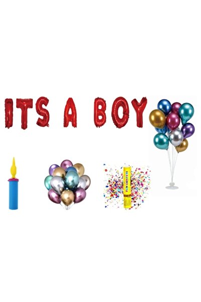 OEM Set de baloane „Its A Boy”, cadou pentru decor tort, 68 buc, roșu