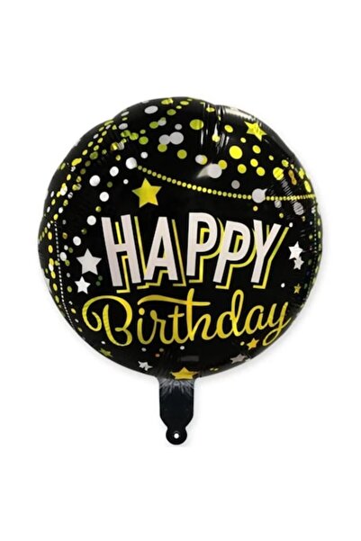 Domi Party & Gifts Balon folie rotund, negru și auriu, La mulți ani, 45 cm