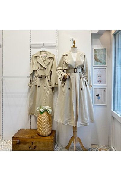 Faya Boutique Krem Düğme Detaylı Clove Trençkot