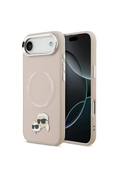 Karl Lagerfeld Carcasă din piele K&C Pins MagSafe pentru iPhone 17 Air, roz