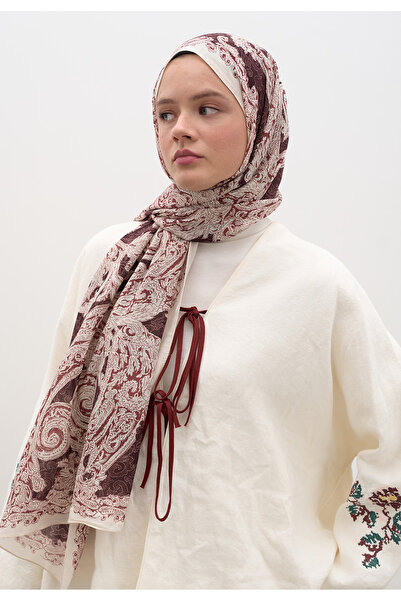 Fresh Wild Paisley Pattern Shawl Burgundy