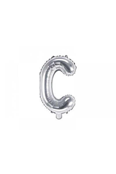 DECO Metallic foil balloon letter C, Silver, 35cm