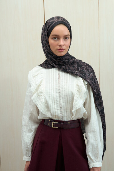 cs camellia scarf Vetra Kash Shawl - Black Mink