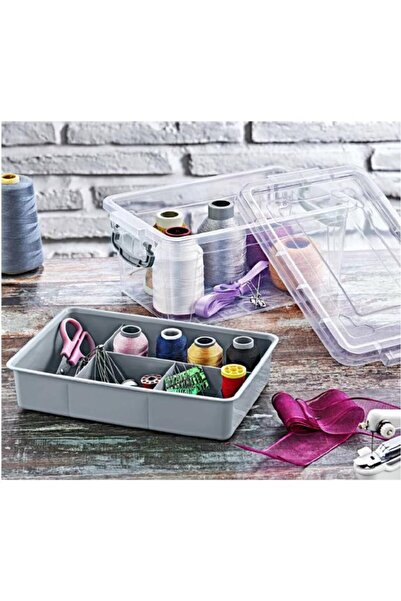 Flora Bölmeli Kilitli Saklama Kutusu, Bujiteri Takı İlaç Dikiş İp Kırtasiye Oyuncak Organizer 3 Litre