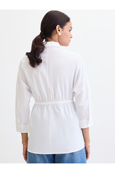 Femmella By Styli White Poplin Dual Patch Pocket Shirt