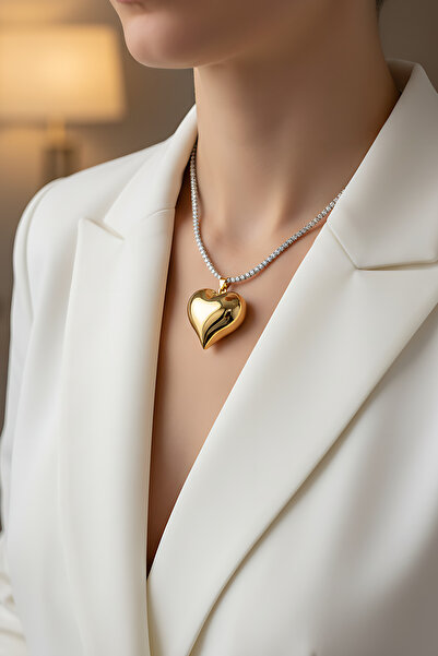 Utku Kuyumculuk 14 AYAR ÖZEL ÜRETİM BÜYÜK BOY BOMBE KALP KOLYE UCU