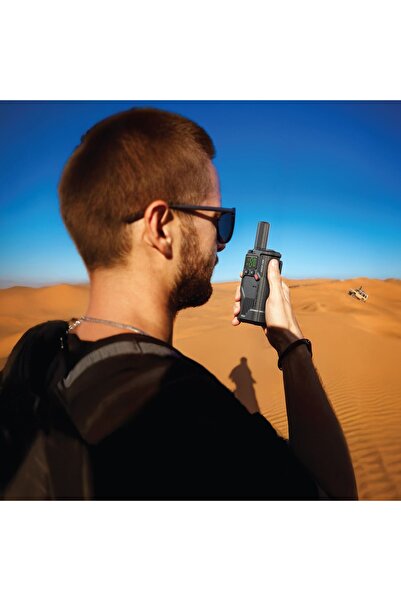 Green Lion GPX600 Walkie Talkie with 16 Channels, VOX, SOS Alert & 4-5 Days Battery – Black