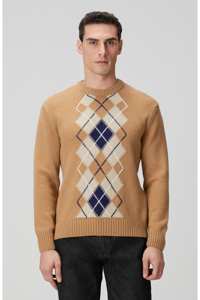 Network Camel Yün Karışımlı Kazak