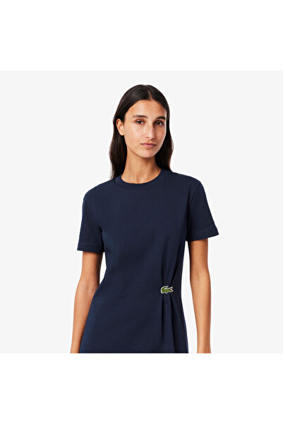 Lacoste Kadın Regular Fit Kısa Kollu Bisiklet Yaka Lacivert Elbise