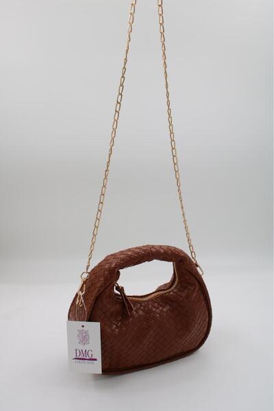 DMG Collection Geantă de umăr pentru femei cu model de tricotat cu detaliu de...