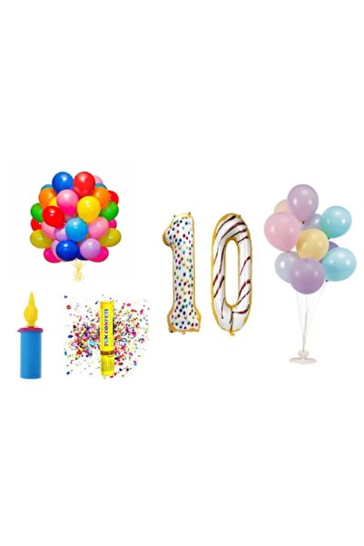 OEM Set baloane aniversare, 10 ani, model gogoașă, 60 buc