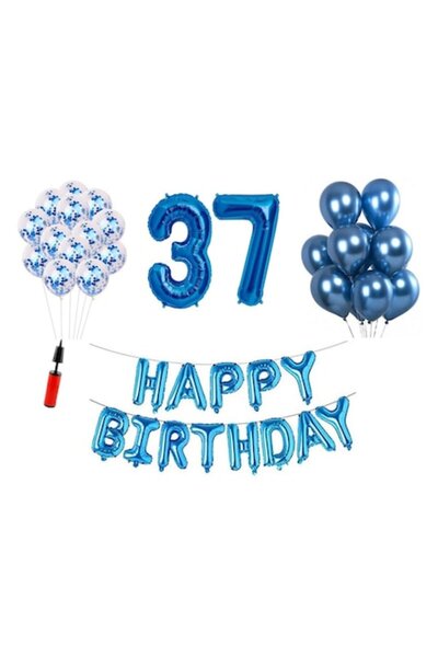 OEM Set de 36 de baloane - La mulți ani, aniversare 37 de ani, numere folie 1...