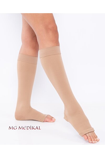 MG Medical Diz Altı Çorabı Orta Basınç Burnu Açık (TEN RENGİ) (ÇİFT BACAK) SA...