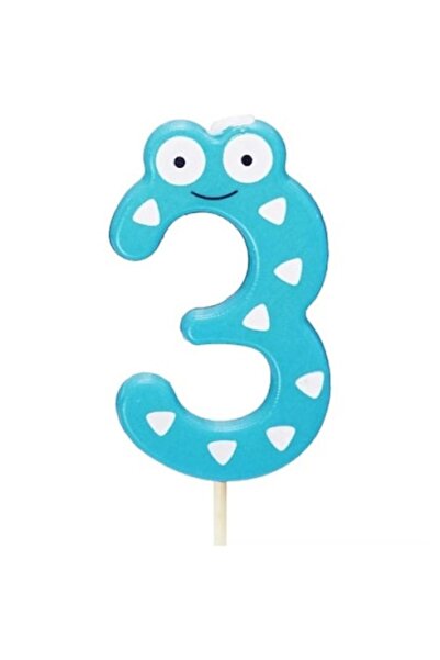 Domi Party & Gifts Lumânare tort cu design de ochi, numărul 3, albastru deschis